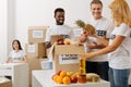 Bright volunteers working in the office of philanthropy organization Royalty Free Stock Photo