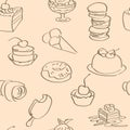 Bright wallpaper with hand drawn sweets Royalty Free Stock Photo