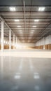 Bright warehouse with high ceilings and neatly stacked products. Concept of supply chain excellence, warehouse Royalty Free Stock Photo