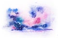 Bright watercolor blue pink purple red stain drips blobs. Abstract illustration Royalty Free Stock Photo