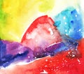 Colorful abstract watercolor drawing technique on paper, bright color scheme