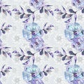 Bright watercolor pattern with fancy flowers Royalty Free Stock Photo