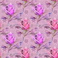 Bright watercolor pattern with fancy flowers Royalty Free Stock Photo