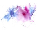 Bright watercolor pink and blue stain drips. Abstract illustration on a white background Royalty Free Stock Photo