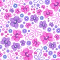 Bright watercolor seamless flower trendy pattern. Summer floral