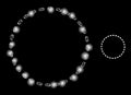 Bright Web Mesh Dashed Circle Area Icon with Glare Dots