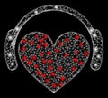 Bright Web Mesh Love Heart Headphones with Glare Spots