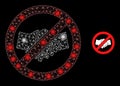 Bright Web Net Stop Handshake Icon with Constellation Nodes Royalty Free Stock Photo