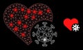 Bright Web Network Heart Infection Icon with Glare Dots