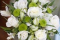 Bright wedding bouquet of summer white pink flowers