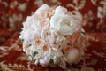 Bright wedding bouquet of summer white pink flowers