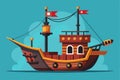 A bright and whimsical pirate boat featuring bold colors and fun design elements for creativity, Pirate boat Customizable Royalty Free Stock Photo