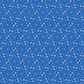 Bright white and dark blue flowers, polka dots and rings on a bright blue background Simple fabric and paper pattern Royalty Free Stock Photo