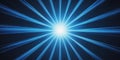 Bright Blue Starburst Light Rays Emanating from Center on Dark Background abstract Royalty Free Stock Photo
