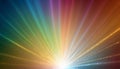 Rainbow light rays bursting from bright center abstract Royalty Free Stock Photo