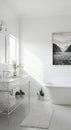 Bright White Minimalist Bathroom Interior Design Royalty Free Stock Photo