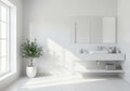 Bright White Minimalist Bathroom Interior Design Royalty Free Stock Photo