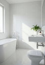 Bright White Minimalist Bathroom Interior Design Royalty Free Stock Photo
