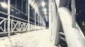 Bright white pedestrian bridge at night Royalty Free Stock Photo