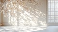 Bright White Room Sunlight Shadow Flower Branches Royalty Free Stock Photo