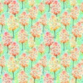 Artistic seamless pattern of watercolor flowers, leaves, inflorescences, branches. Royalty Free Stock Photo