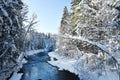 Bright snowy riverscape Royalty Free Stock Photo