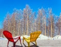 Comfortable plastic chaise lounges Royalty Free Stock Photo