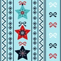 Bright winter holidays vertical seamless pattern with christmas stars and traditional ornament Royalty Free Stock Photo