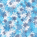 Bright winter seamless pattern with snowflakes. Christmas abstract background. Royalty Free Stock Photo