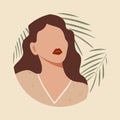 Bright woman and tropical leaves - Beautiful female portrait