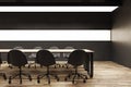 Bright wooden meeting room office interior. Workplace concept. Royalty Free Stock Photo