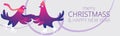 Bright Xmas horizontal web banner with funny pigeons. Text