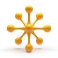 Abstract Yellow Radial Starburst Molecule 3D Render Isolated on White Royalty Free Stock Photo