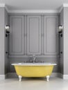 Bright yellow bath on a gray background