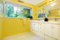 Bright yellow bathroom interior