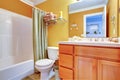 Bright yellow bathroom interior