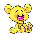 Bright Yellow Bear sitting cartoon