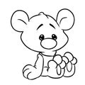 Bright Yellow Bear sitting cartoon coloring page