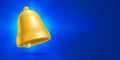 Bright yellow bell on vibrant blue background, vector banner with copy space. Royalty Free Stock Photo