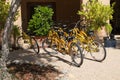 California Travel Series - Yellow Bicycles for Rent at Allegretto Vineyard Resort in Paso Robles Royalty Free Stock Photo