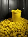 The bright yellow bin calling attention to itself like a toddler in an overcrowded room.. AI generation Royalty Free Stock Photo