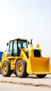 Bright yellow bulldozer on construction site under clear sky Royalty Free Stock Photo