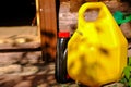 Bright yellow canister with gasoline Royalty Free Stock Photo