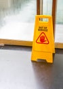 Bright yellow caution sign of Out of service . Royalty Free Stock Photo