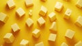 Bright Yellow Cheddar Cubes on Gold Background Royalty Free Stock Photo