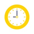 Bright yellow circular clock shows nine o'clock time management icon illustration Royalty Free Stock Photo