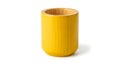 Bright yellow cylindrical container with subtle vertical texture isolated on a white surface Royalty Free Stock Photo
