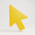 Bright Yellow 3D Cursor Arrow Icon on a White Background pointer mouse Royalty Free Stock Photo
