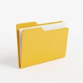 Bright Yellow 3D Folder Icon with White Paper Sheets Inside file document Royalty Free Stock Photo