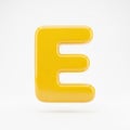 Bright Yellow 3D Letter E on a White Background alphabet character Royalty Free Stock Photo